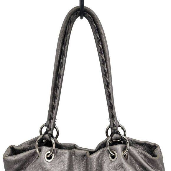 B. Makowsky Shoulder Bag Leather Black Silver Braided Slouchy Large Edgy Baddie - Picture 8 of 17